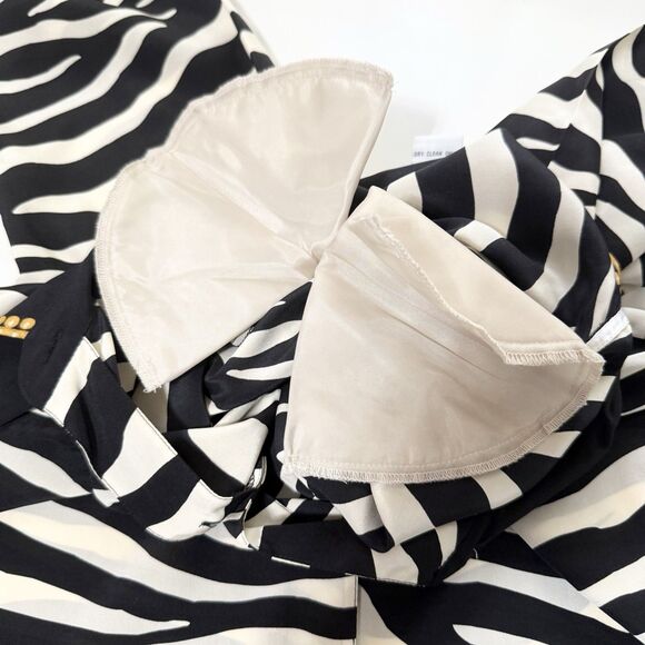 Linea Louis Dell’Olio 1X Silk Zebra Print Gold Trim Button Shirt Long Sleeve Top - Picture 11 of 11